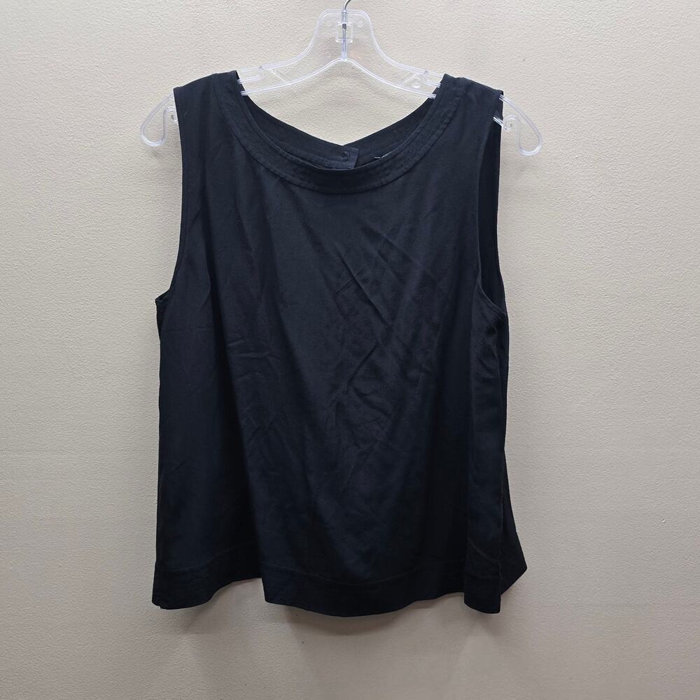 Eileen Fisher 100% Silk Sleeveless Shell Tank Top Minimalist Chic Black SZ Large